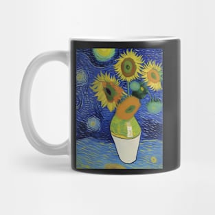 Starry Night Meets Sunflowers By Ricaso Mug